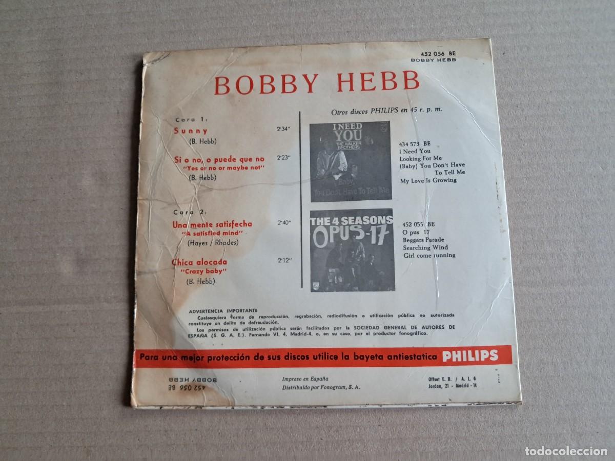 Discos de vinilo: BOBY HEBB - SUNNY EP 4 TEMAS 1966 EDICION ESPA&Ntilde;OLA - Foto 3