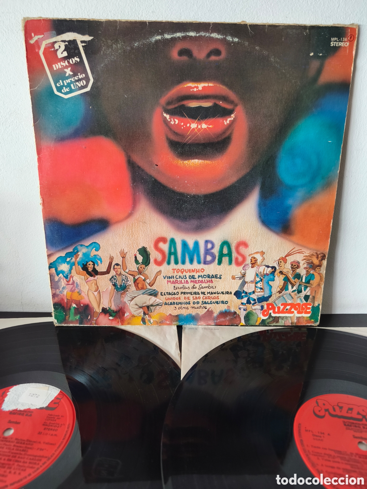 Discos de vinilo: Toquinho, Vinicius de Moraes, Mar&iacute;lia Medalha, Escolas De Samba: Esta&ccedil;&atilde;o Primeira De Mangueira,