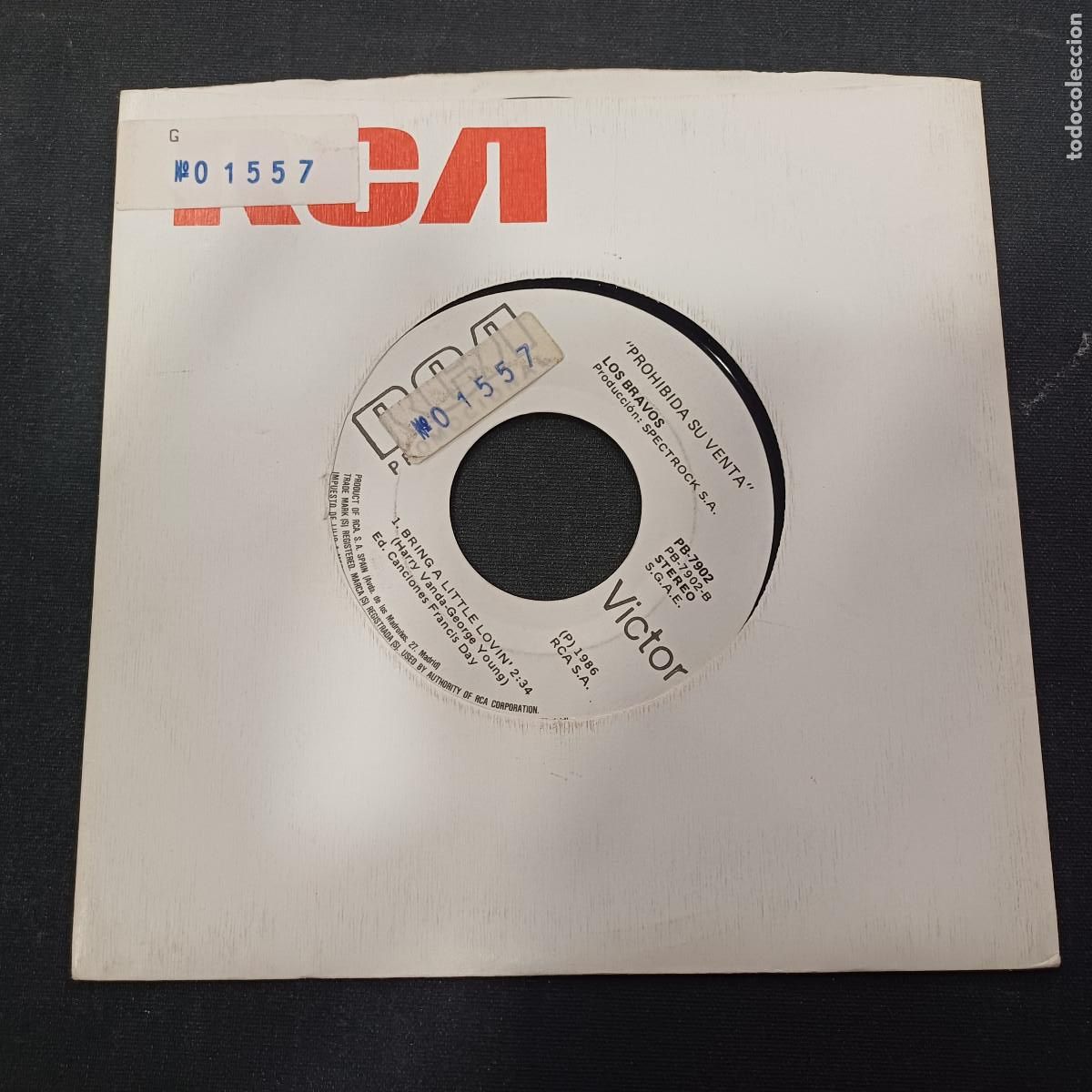Discos de vinilo: LOS BRAVOS/BLACK IS BLACK/SINGLE PROMOCIONAL.