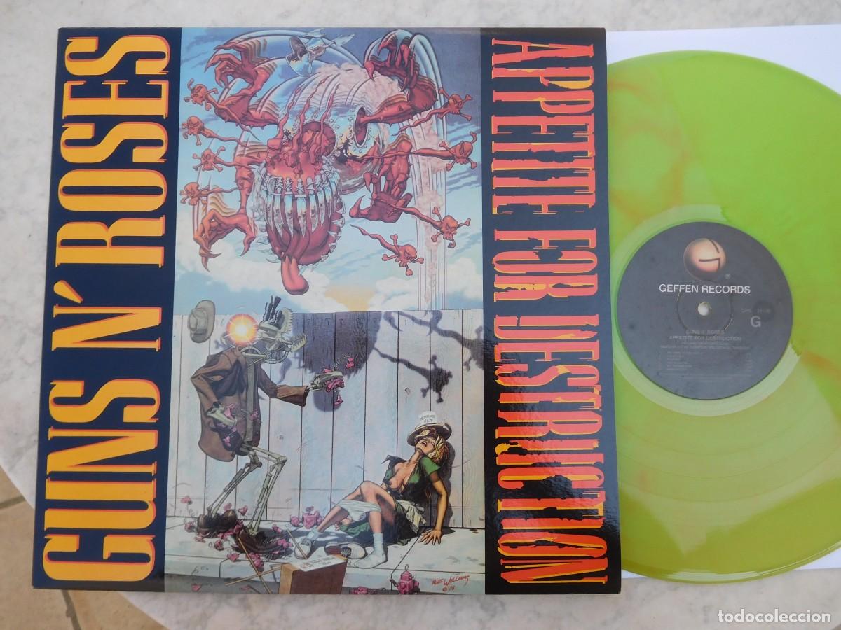 Discos de vinilo: Guns N'Roses LP. Appetite for destruction. Vinilo verde. Leer descripci&oacute;n