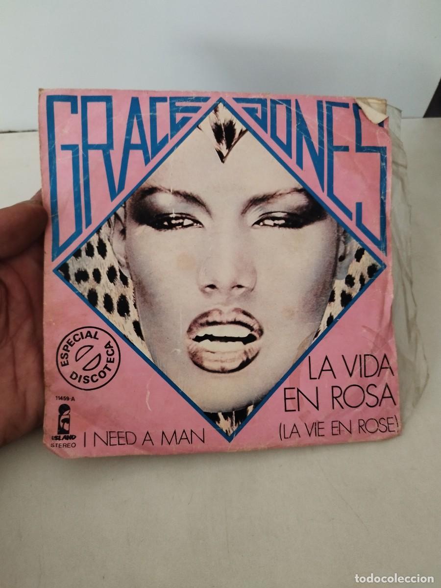 Discos de vinilo: Grace Jones &ndash; La Vida En Rosa = La Vie En Rose. Vinilo single.