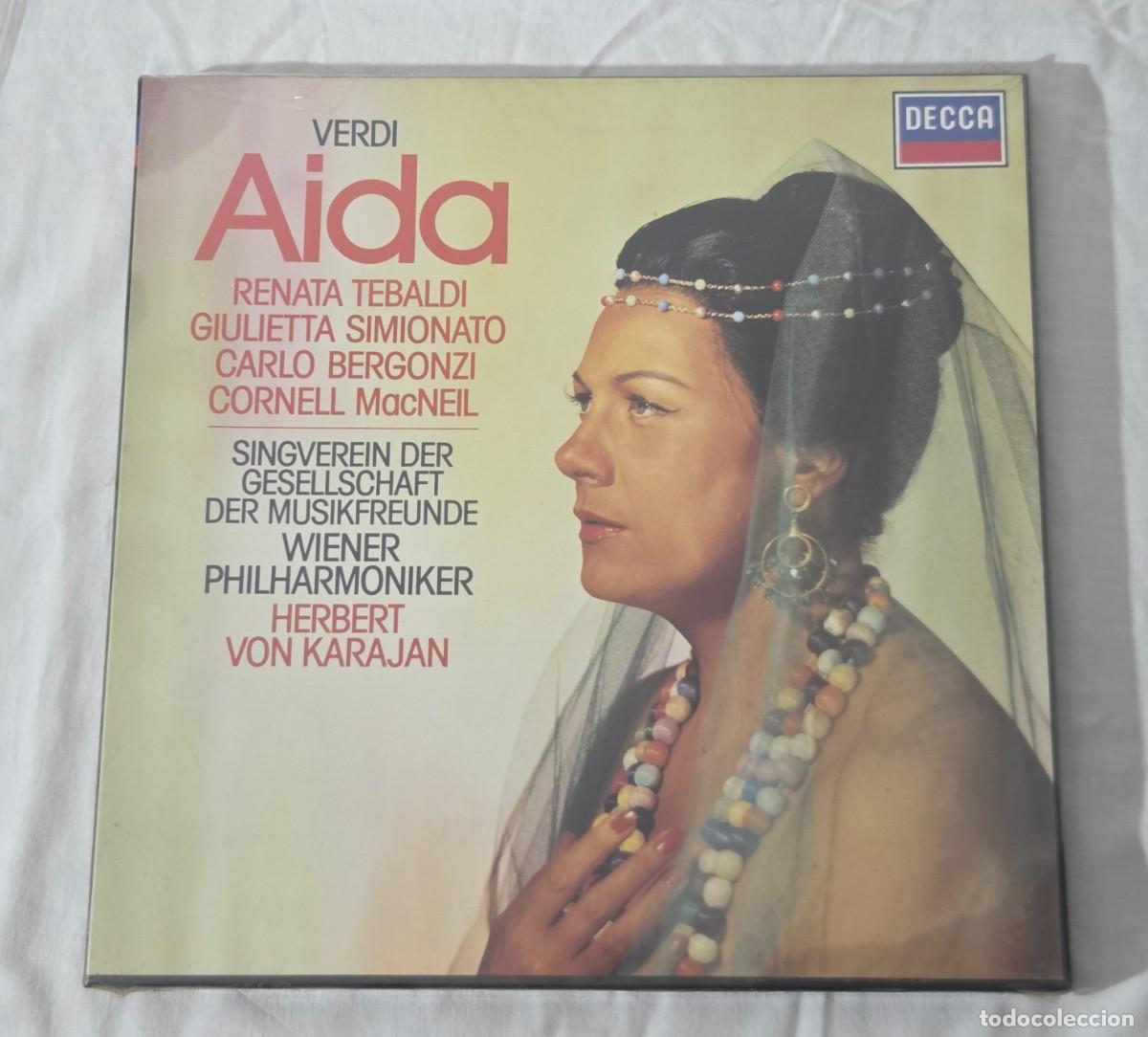 Discos de vinilo: Caja con 3 LP Vinilo Verdi Aida, Renata tebaldi, Carlo Bergonzi, precintada