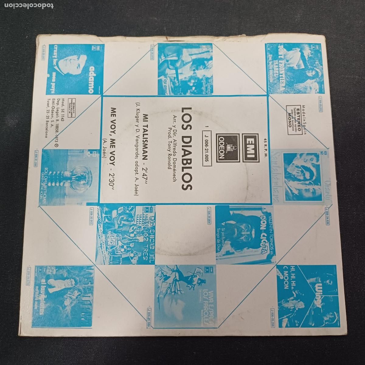 Discos de vinilo: LOS DIABLOS/MI TALISMAN/SINGLE. - Foto 3