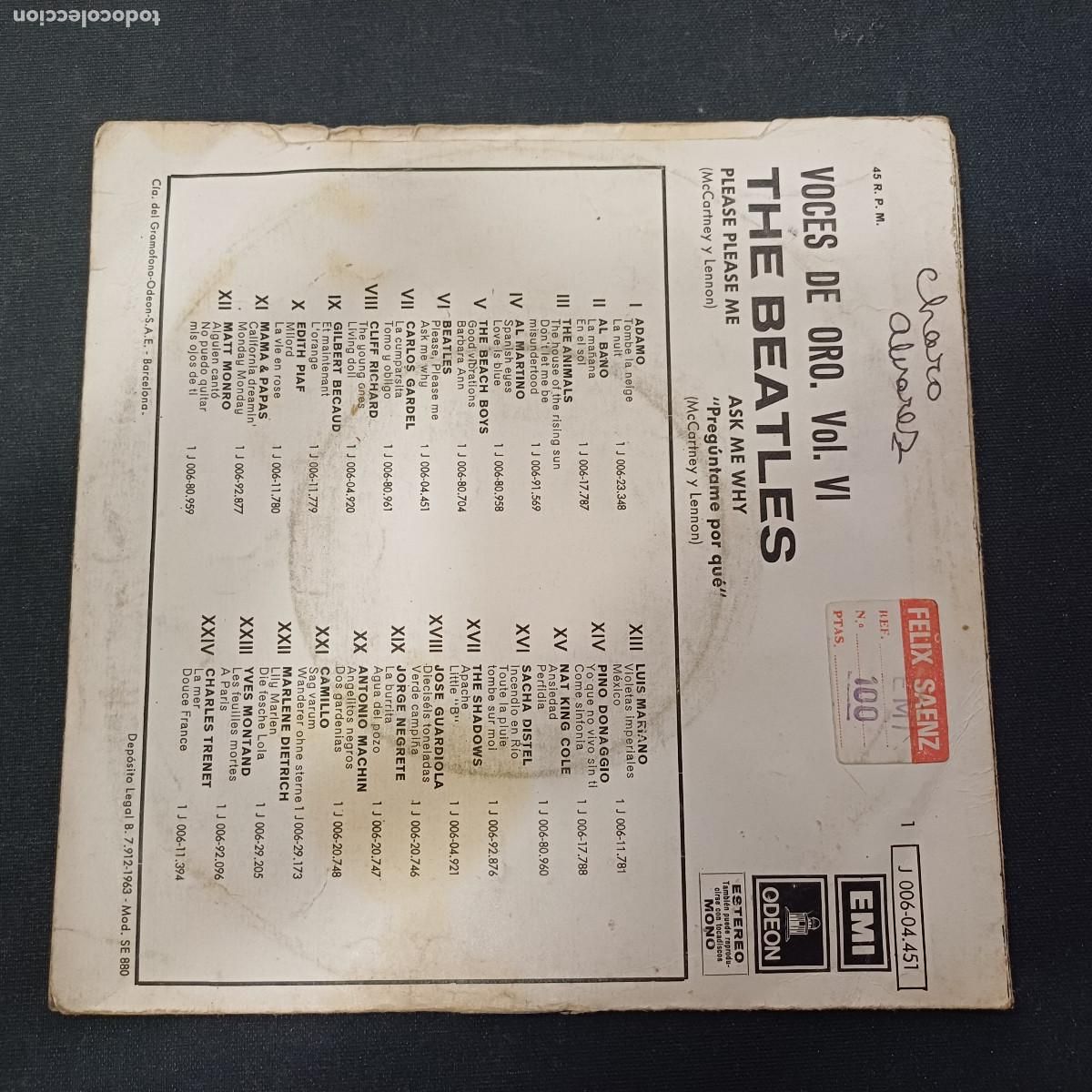 Discos de vinilo: THE BEATLES/PLEASE PLEASE ME/SINGLE. - Foto 3
