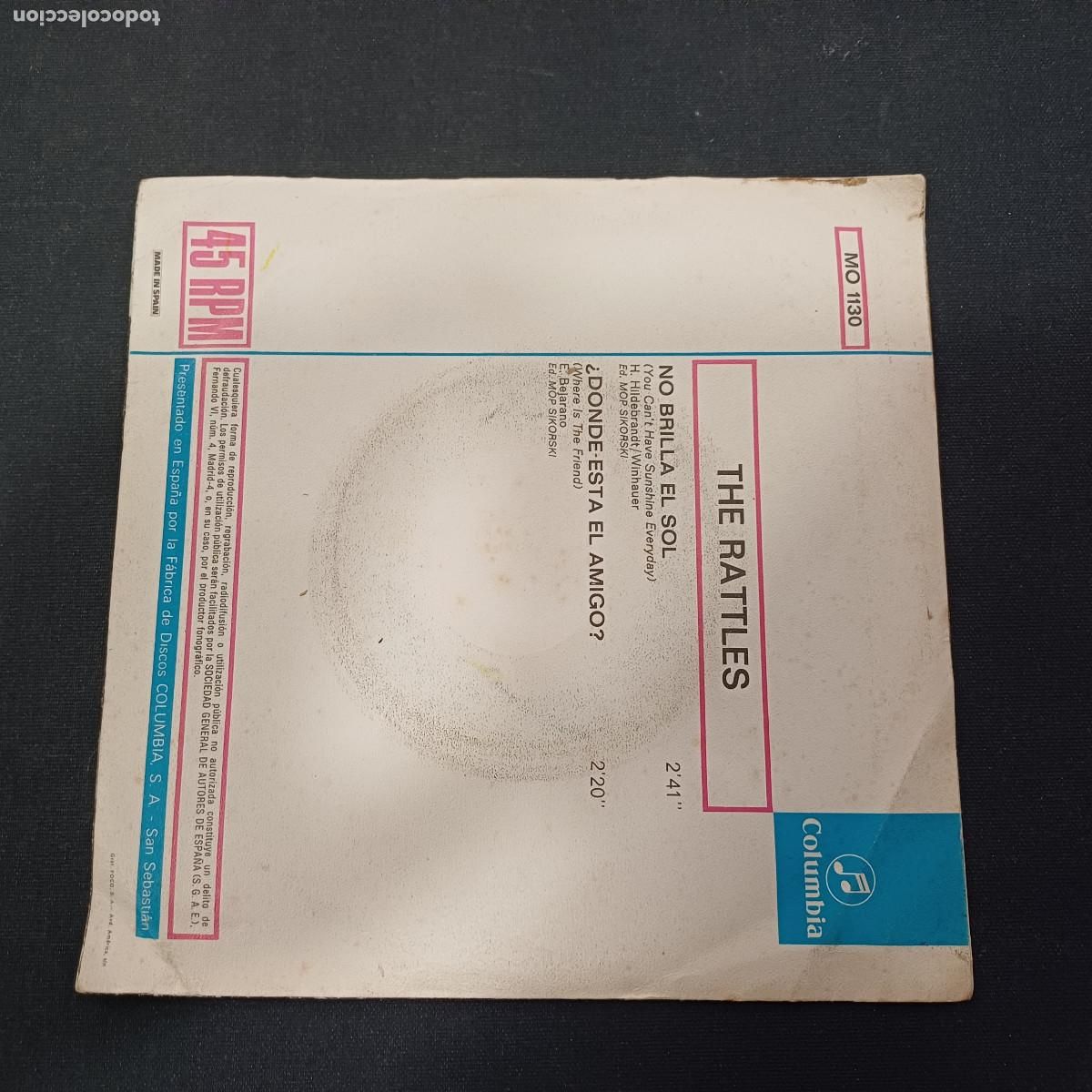 Discos de vinilo: THE RATTLES/NO BRILLA EL SOL/SINGLE. - Foto 3
