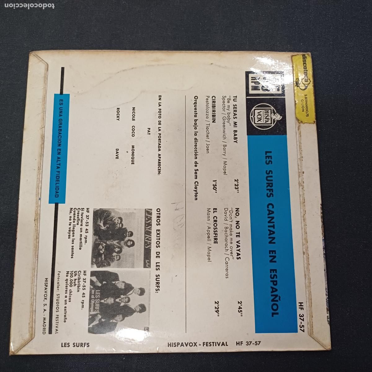 Discos de vinilo: LES SURFS/TU SERAS MI BABY/SINGLE. - Foto 3