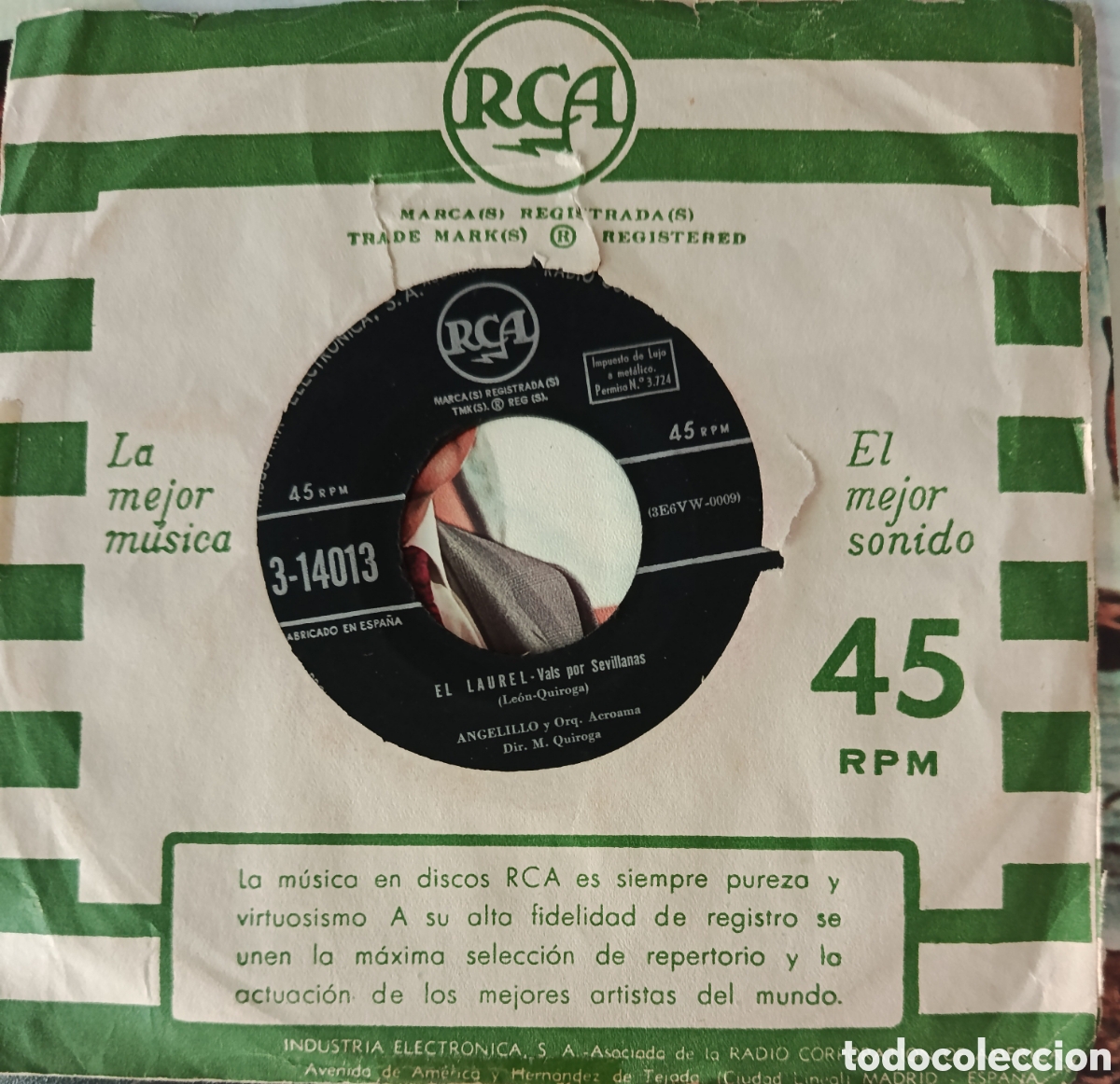 Discos de vinilo: Angelillo single sello RCA editado en Espa&ntilde;a a&ntilde;o 1959.