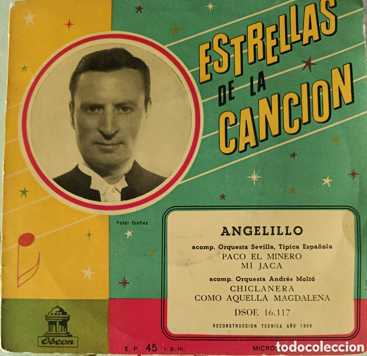 Discos de vinilo: Angelillo Ep sello Ode&oacute;n editado en Espa&ntilde;a a&ntilde;o 1958.