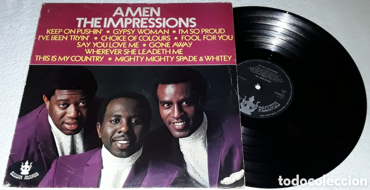 Discos de vinilo: LP - THE IMPRESSIONS - AMEN - 1&deg; EDICI&Oacute;N MADE IN UK 1970 - THE IMPRESSIONS