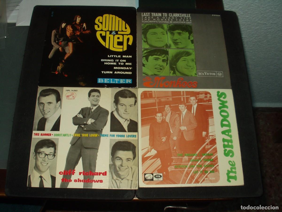 Discos de vinilo: LOTE 4 EP'S SHADOWS,MONKEES,SONNY & CHER