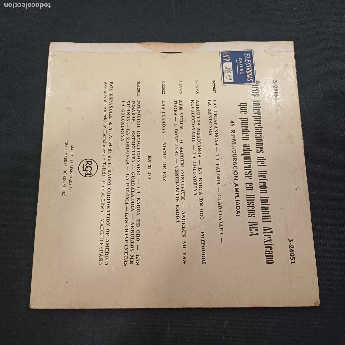 Discos de vinilo: ORFEON INFANTIL MEJICANO/SINGLE. - Foto 3