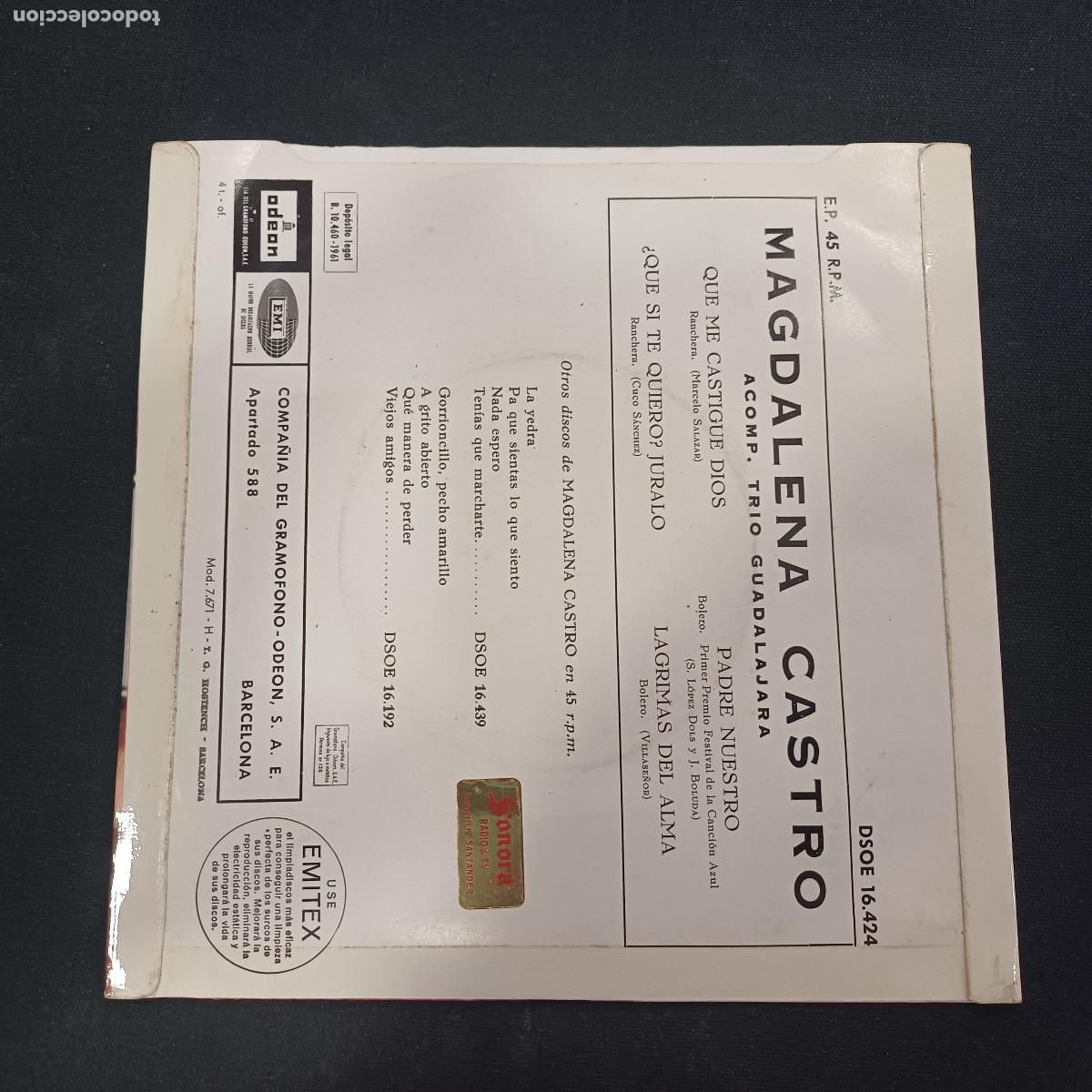 Discos de vinilo: MAGDALENA CASTRO/QUE ME CASTIGUE DIOS/SINGLE. - Foto 3