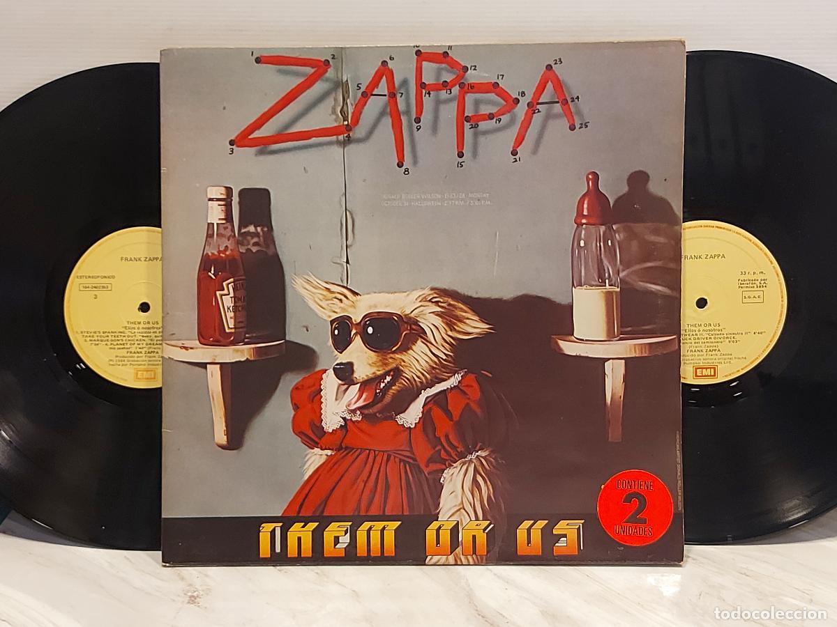 Discos de vinilo: FRANK ZAPPA | THEM OR US | DOBLE LP | EDICI&Oacute;N ESPA&Ntilde;OLA 1984 | MBC. ***