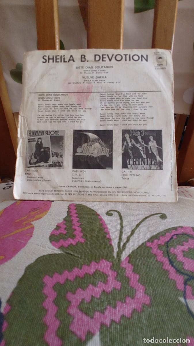 Discos de vinilo: SHEILA B. DEVOTION-SINGLE SEVEN LONELY DAYS - Foto 2
