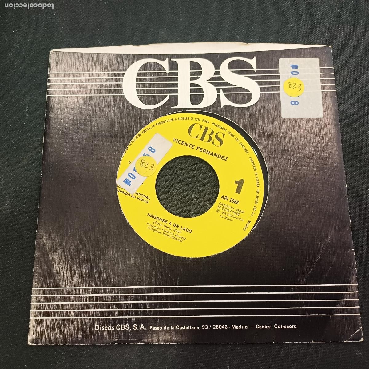 Discos de vinilo: VICENTE FERNANDEZ/HAGANSE A UN LADO/SINGLE PROMOCIONAL.