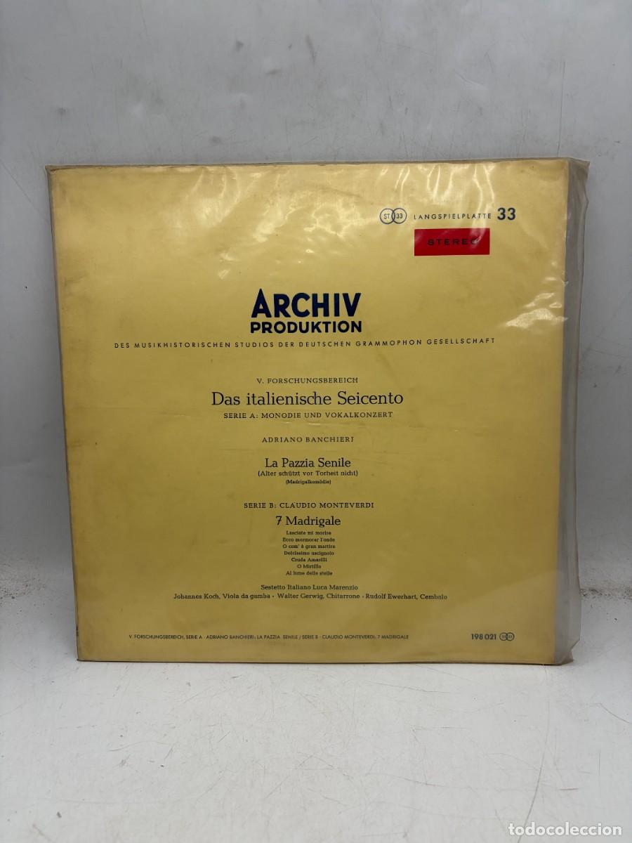 Discos de vinilo: LP - BANCHIERI - LA PAZZIA SENILE - MONTEVERDI - 7 MADRIGALI - ARCHIV PRODUKTION - STEREO