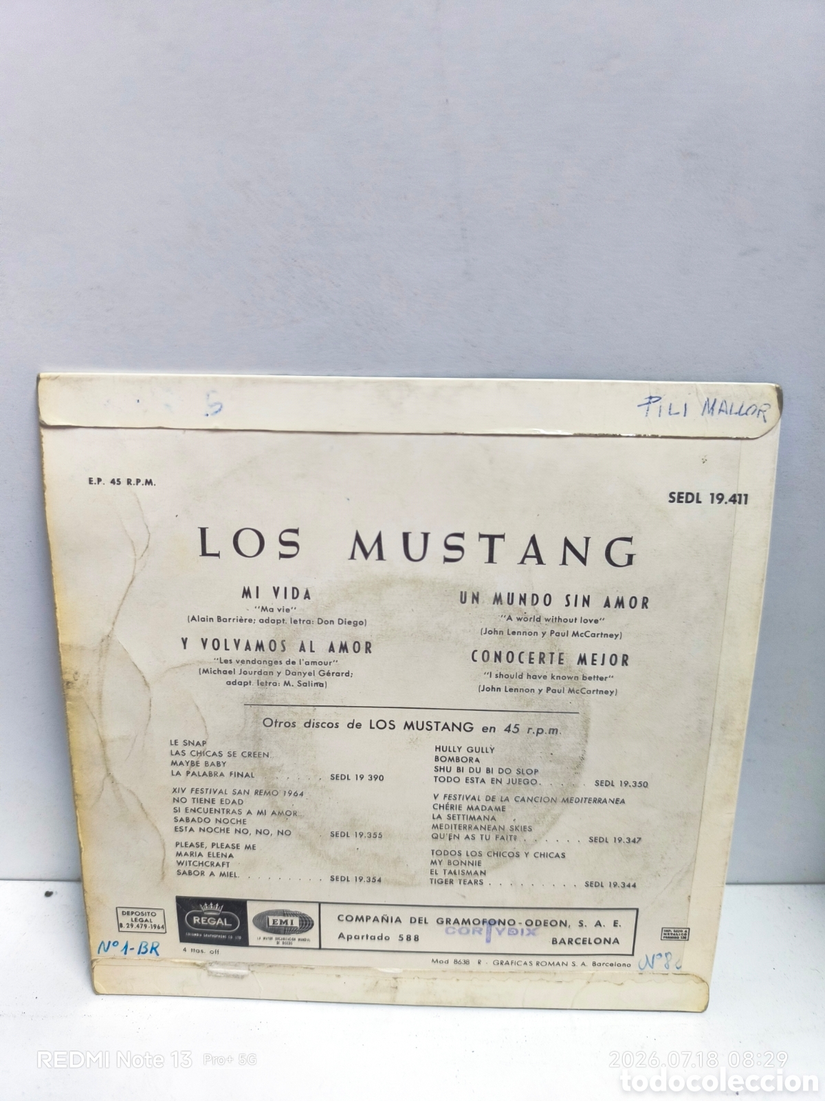 Discos de vinilo: Los Mustang vinilo 7&rdquo; - Foto 2