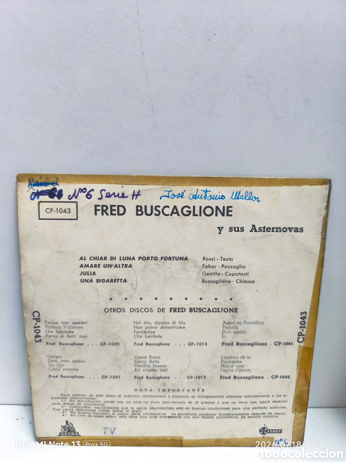 Discos de vinilo: Fred buscaglione vinilo 7&rdquo; - Foto 2