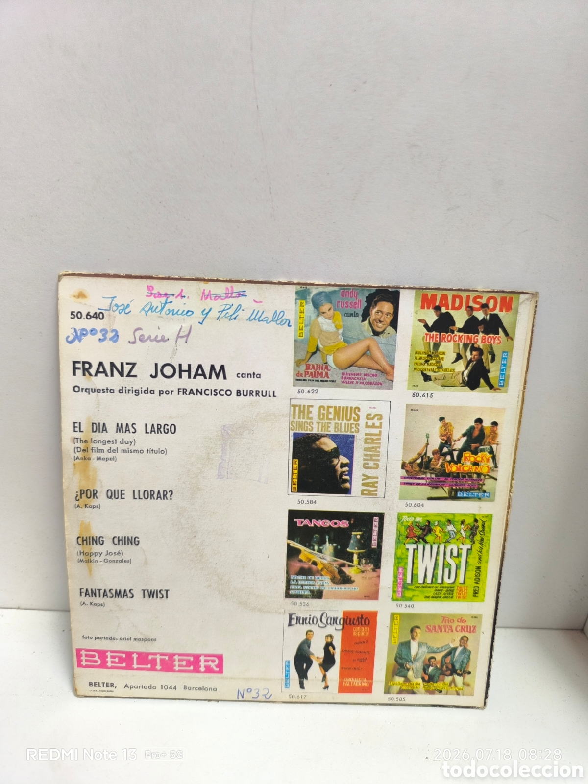Discos de vinilo: Franz joham el d&iacute;a m&aacute;s largo vinilo 7&rdquo; - Foto 2