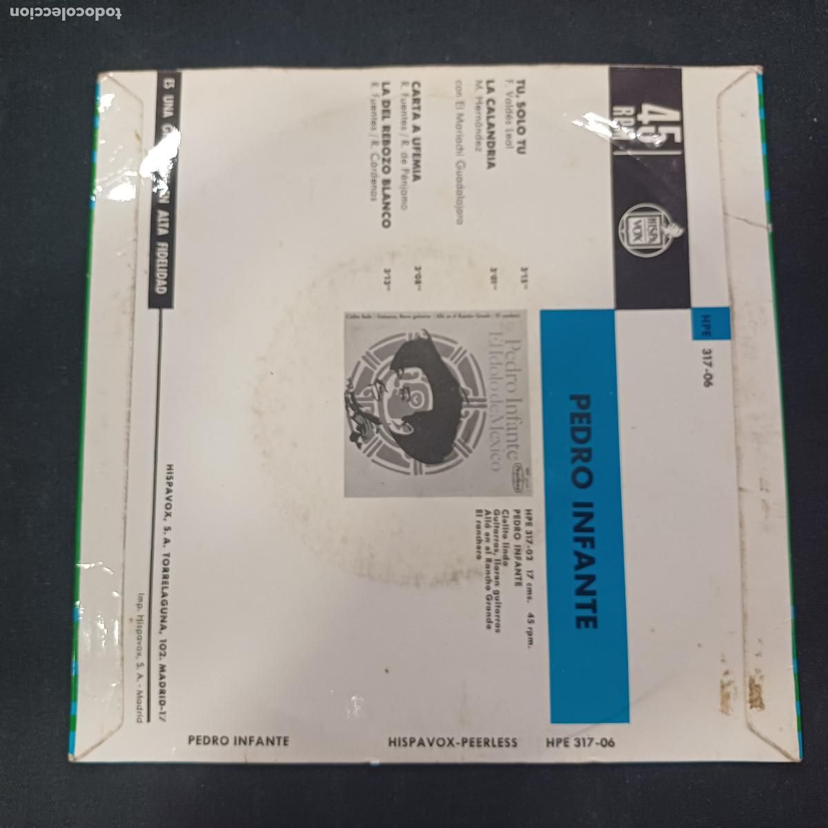 Discos de vinilo: PEDRO INFANTE/TU SOLO TU/SINGLE. - Foto 3