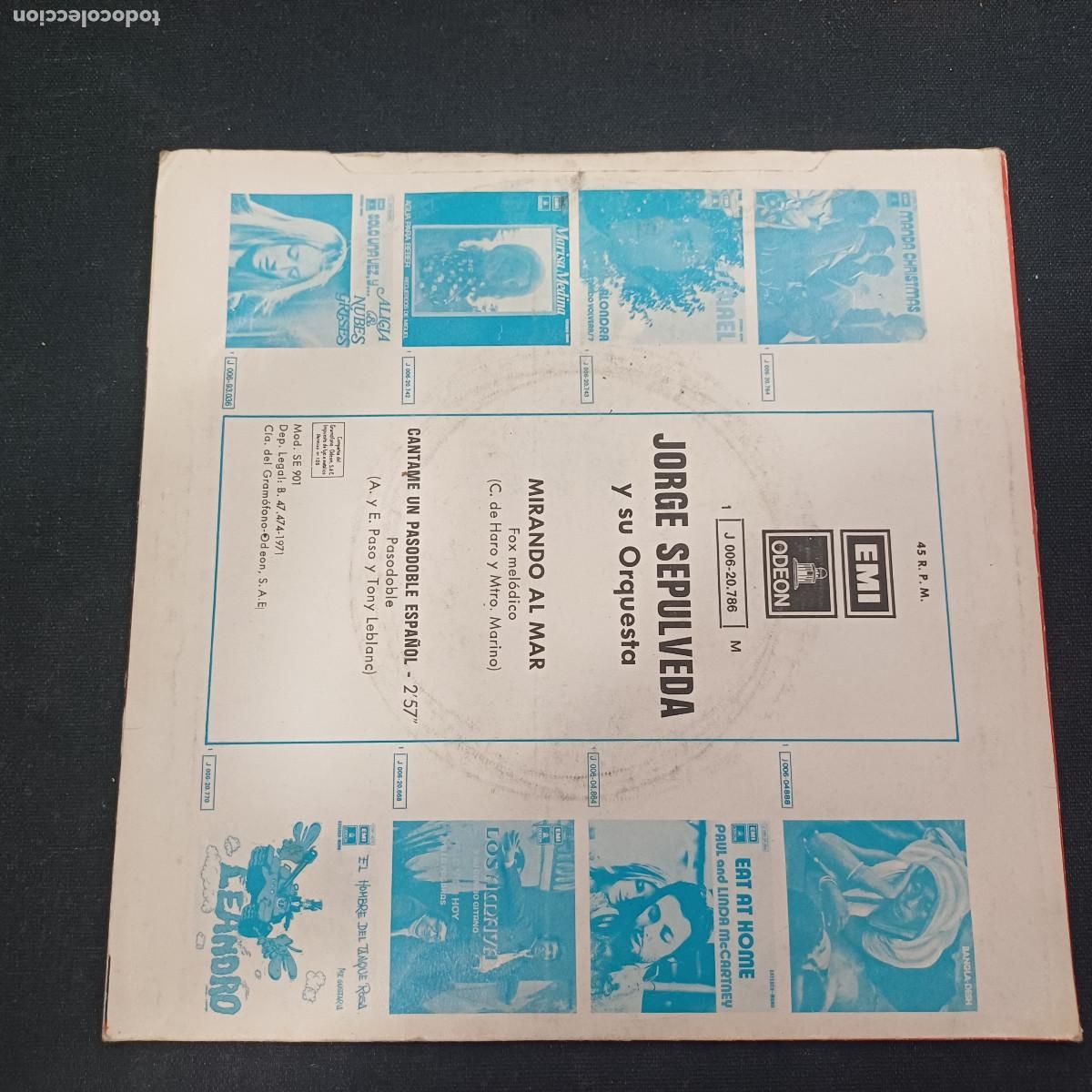 Discos de vinilo: JORGE SEPULVEDA/MIRANDO AL MAR/SINGLE. - Foto 3