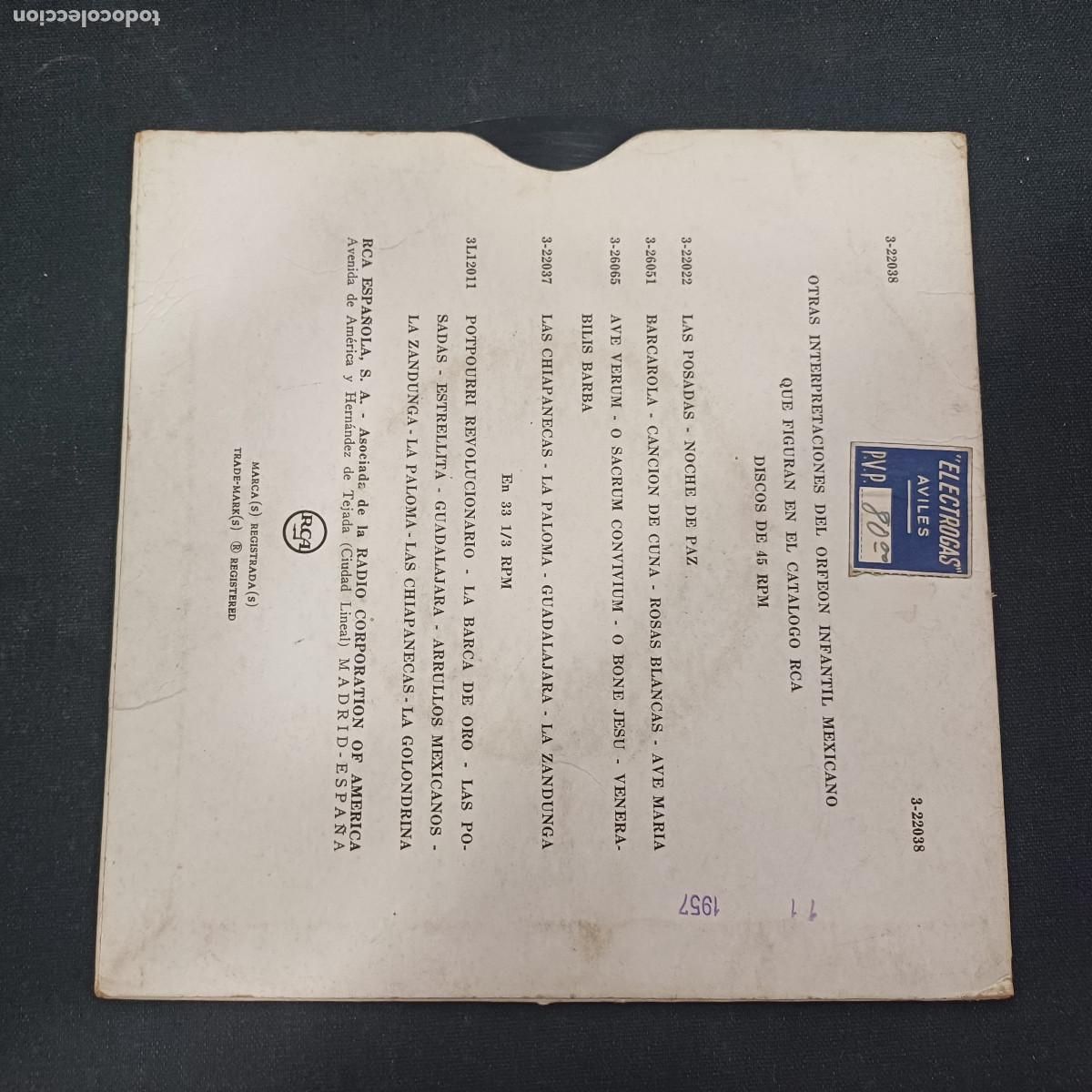 Discos de vinilo: ORFEON INFANTIL MEJICANO/SINGLE. - Foto 3