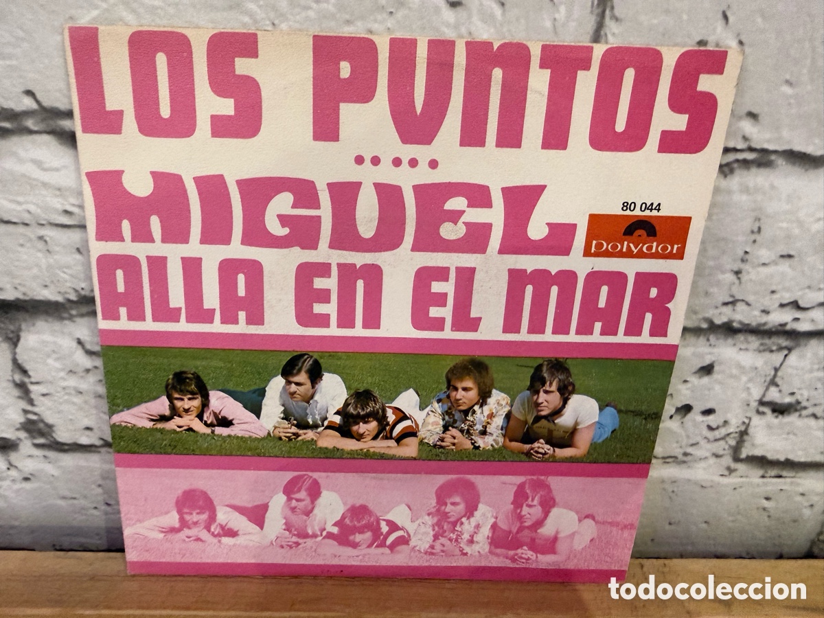 Discos de vinilo: Los Puntos &lrm;&ndash; Miguel / Alla En El Mar. Single vinilo de 1969. Buen estado.