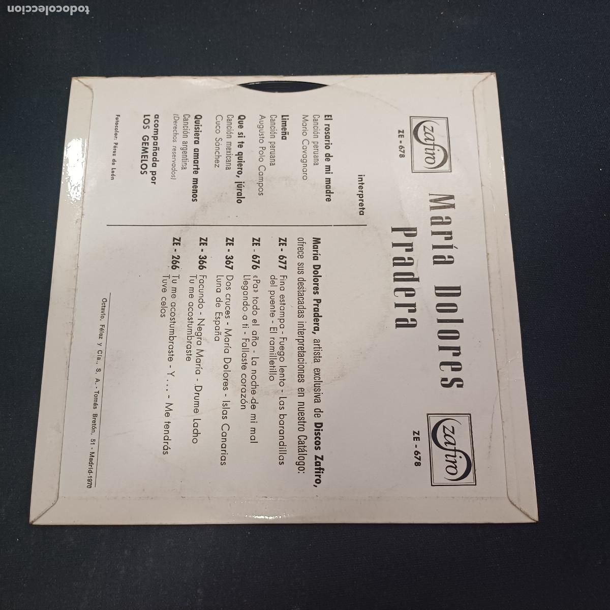 Discos de vinilo: MARIA DOLORES PRADERA Y LOS GEMELOS/SINGLE. - Foto 2
