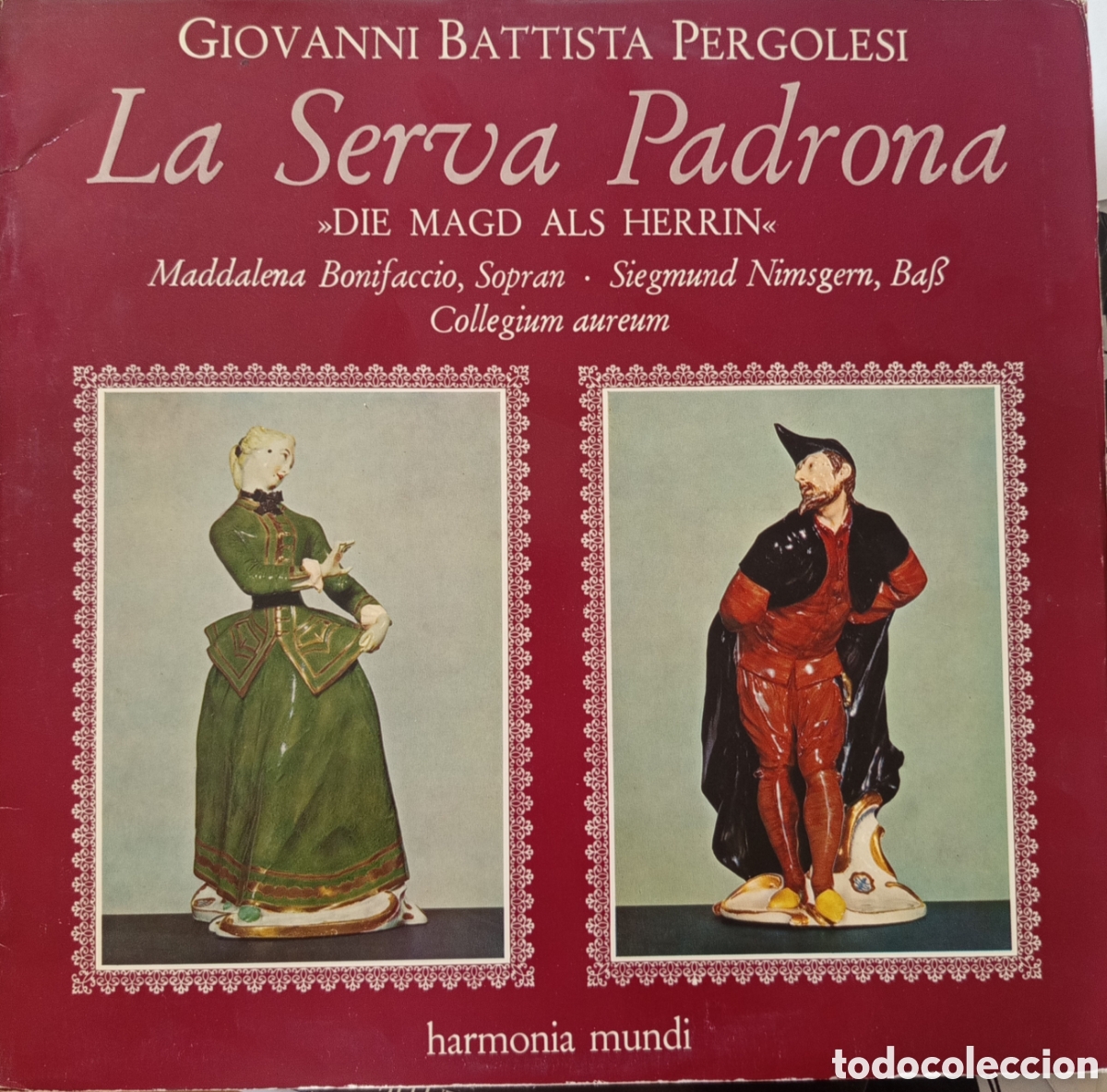 Discos de vinilo: Este es un &aacute;lbum de vinilo de 1973 de la &oacute;pera &rdquo;La Serva Padrona&rdquo; de Giovanni Battista Pergolesi.