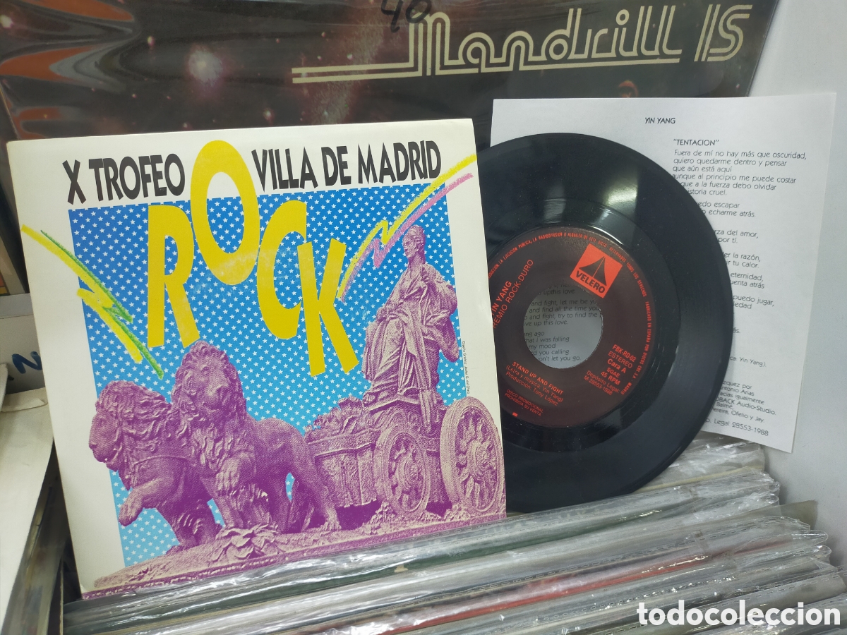 Discos de vinilo: Yin yang single stand Up and fight 1988 villa de Madrid