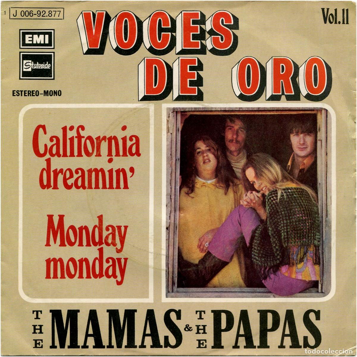 Discos de vinilo: The Mamas & The Papas - California Dreamin' / Monday Monday - SG Spain 1971 - EMI/Statside