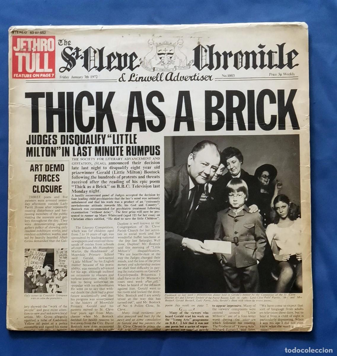 Discos de vinilo: Jethro Tull &ndash; Thick As A Brick LP 1972 Espa&ntilde;a