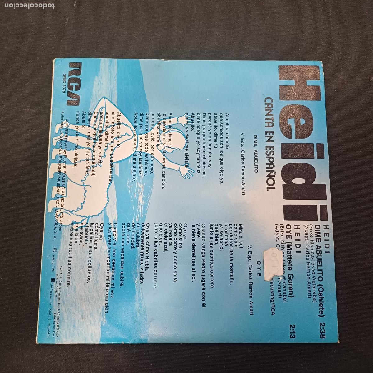 Discos de vinilo: HEIDI/DIME ABUELITO/SINGLE. - Foto 3