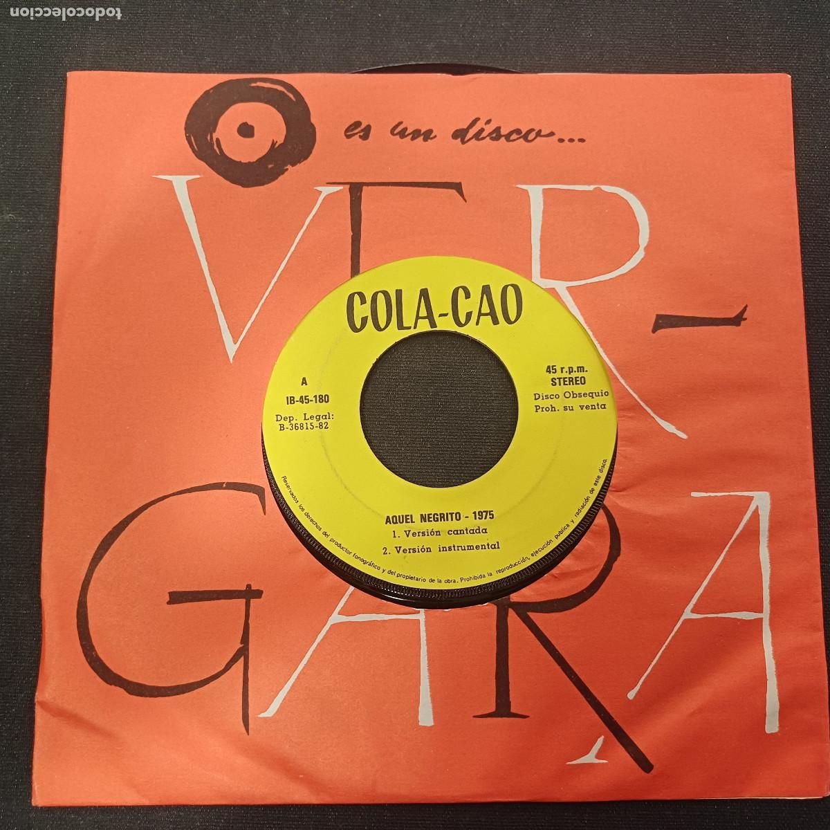 Disques de vinyle: COLACAO/AQUEL NEGRITO/SINGLE PROMOCIONAL