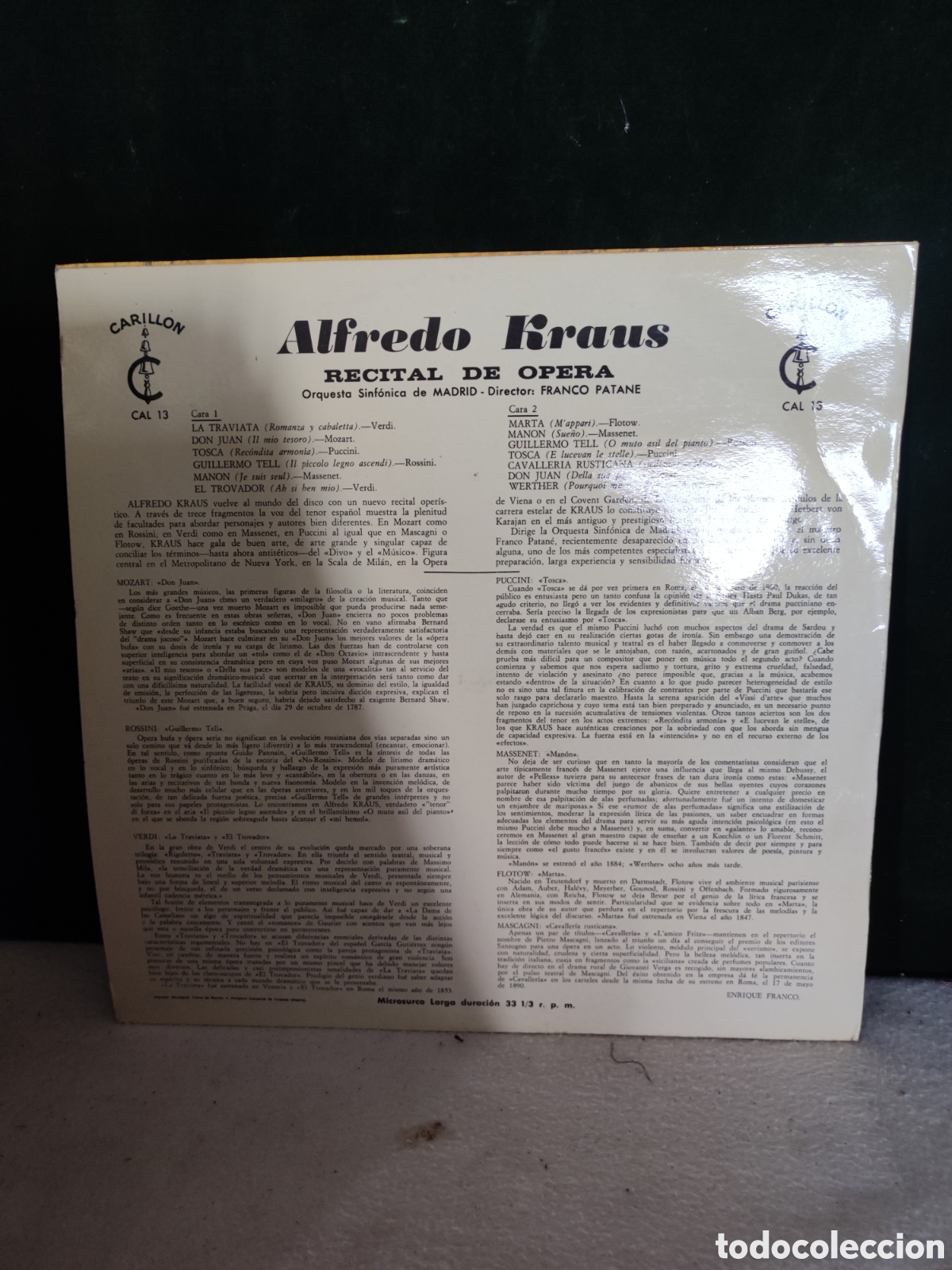 Discos de vinilo: Alfredo kraus recital &oacute;pera - Foto 2