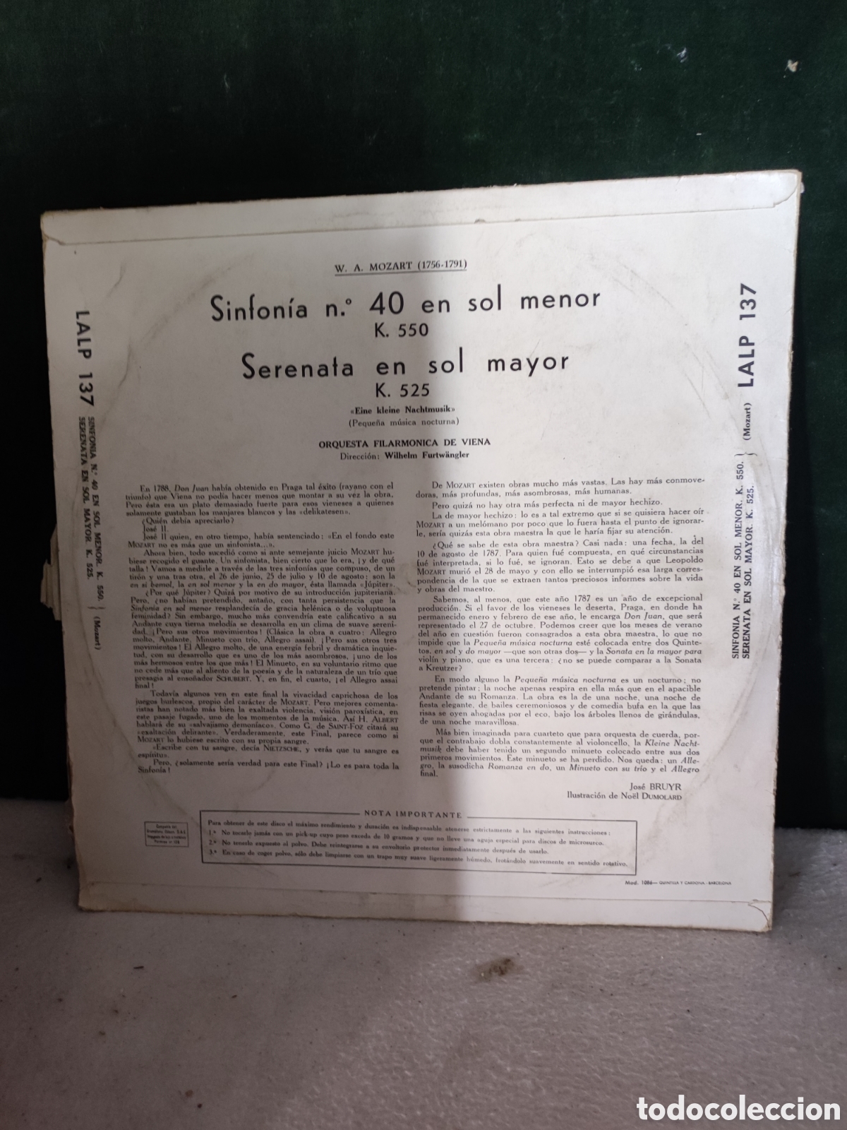 Discos de vinilo: Mozart sinfon&iacute;a n&uacute;mero cuarenta - Foto 2