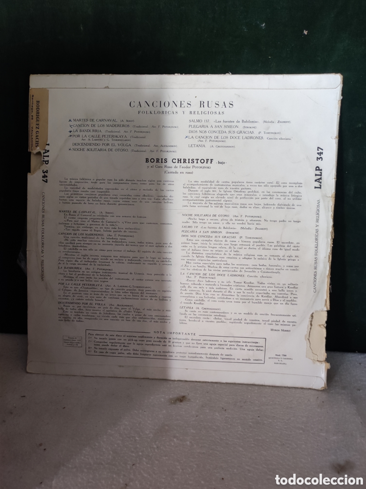 Discos de vinilo: Boris christoff canciones rusas - Foto 2