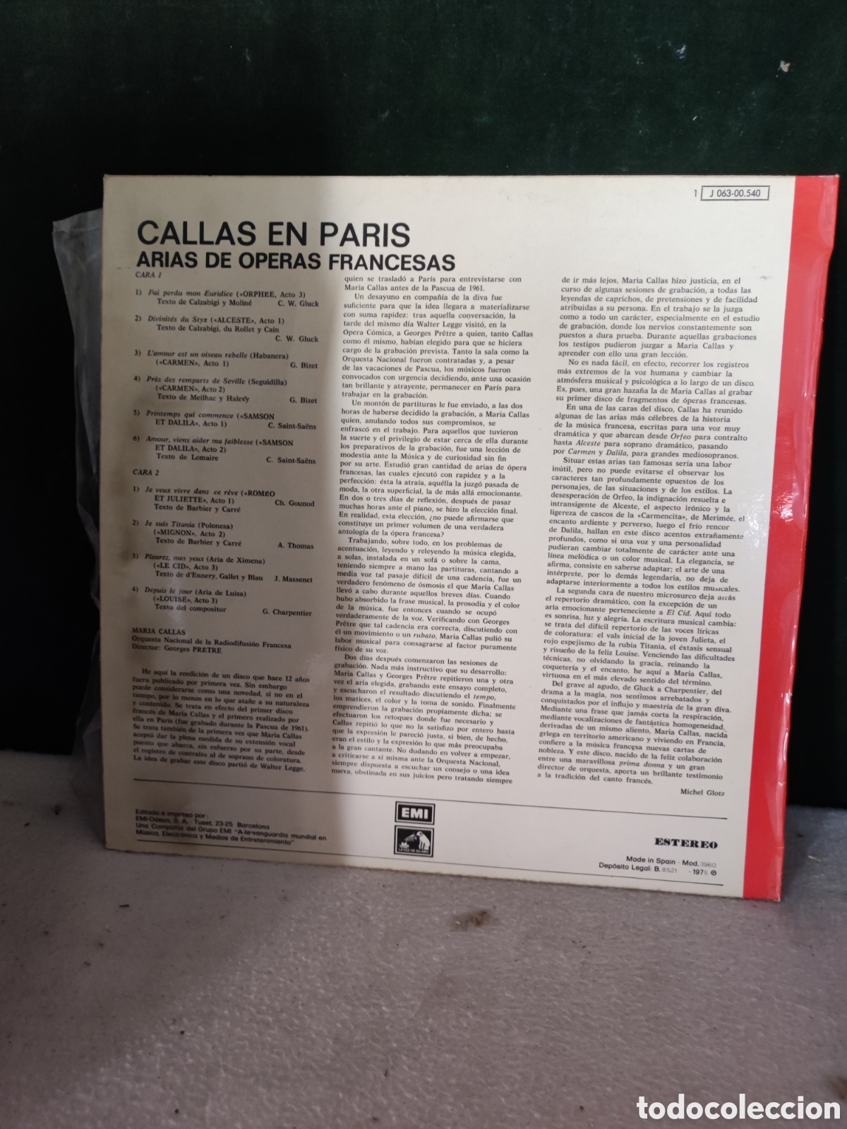 Discos de vinilo: Callas a Par&iacute;s arias de &oacute;pera francesas - Foto 2