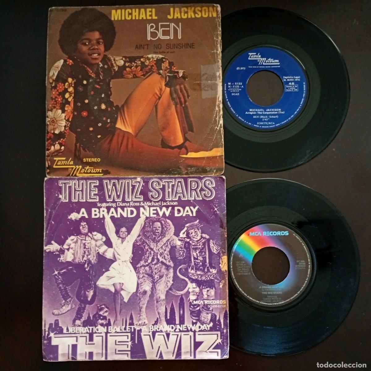 Discos de vinilo: LOTE 2 VINILOS 7&rdquo; MICHAEL JACKSON BEN Y EASE ON DOWN THE ROAD - THE WIZ
