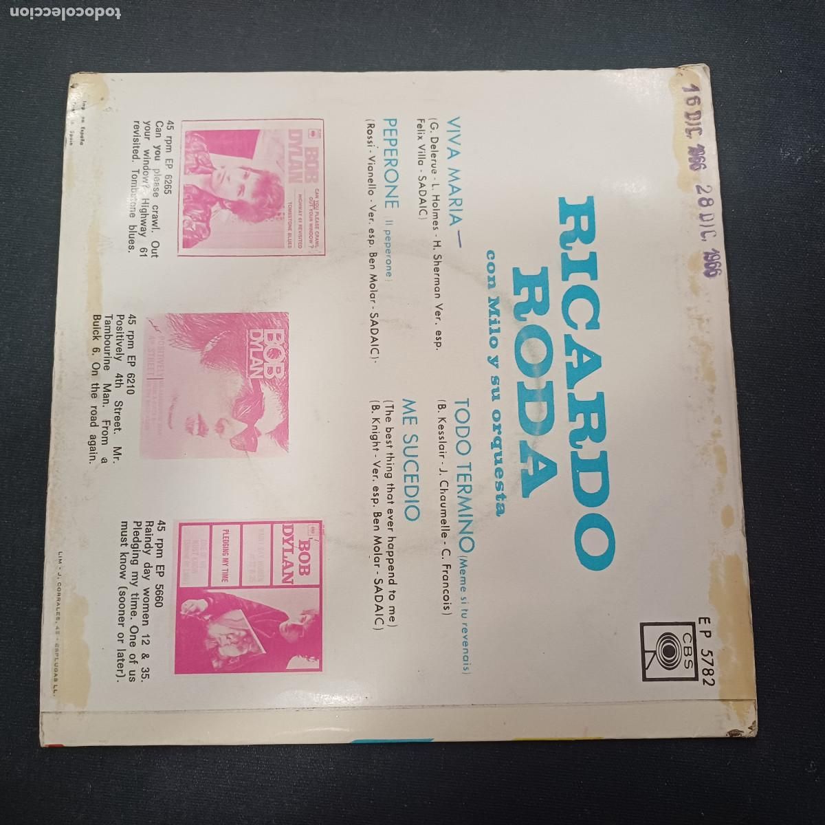 Discos de vinilo: RICARDO RODA/VIVA MARIA/SINGLE. - Foto 3