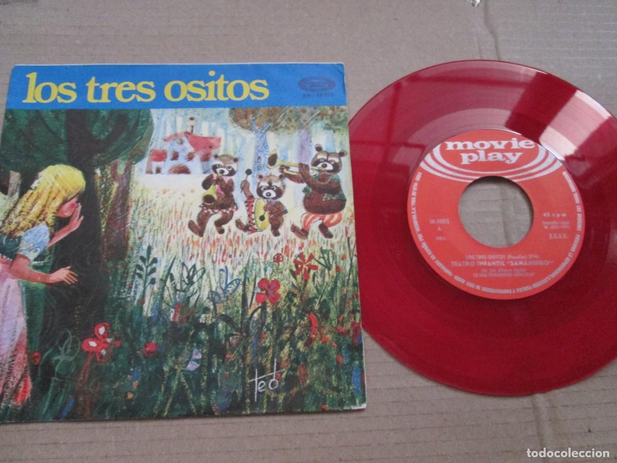 Discos de vinilo: TEATRO INFANTIL SAMANIEGO - Los Tres Ositos. Single, ed espa&ntilde;ola 7&rdquo; ROJO 1970. Magn&iacute;fico VG+/NM