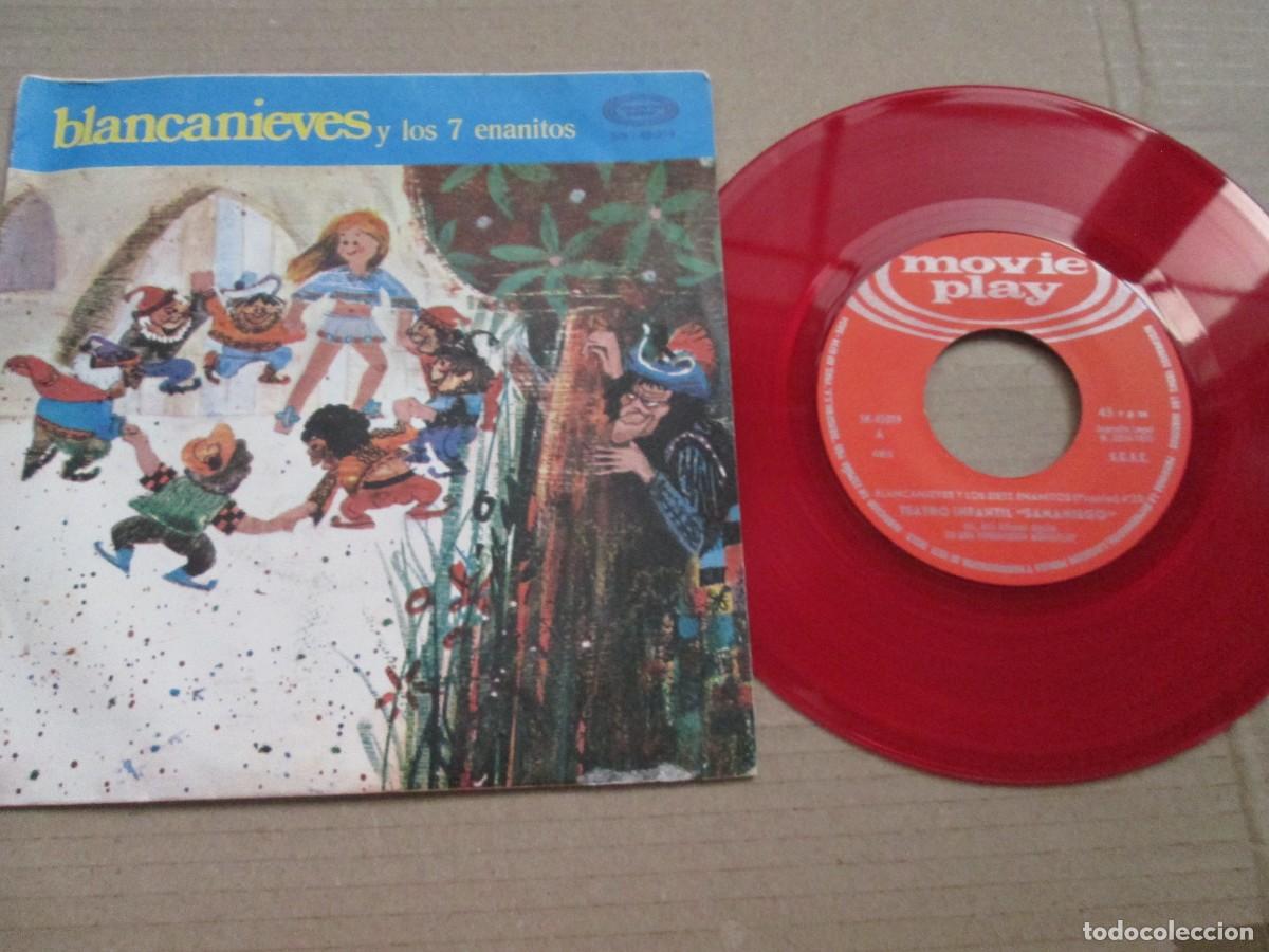 Discos de vinilo: TEATRO INFANTIL SAMANIEGO - Blancanieves. Single, ed espa&ntilde;ola 7&rdquo; ROJO 1970. Magn&iacute;fico estado VG+/NM