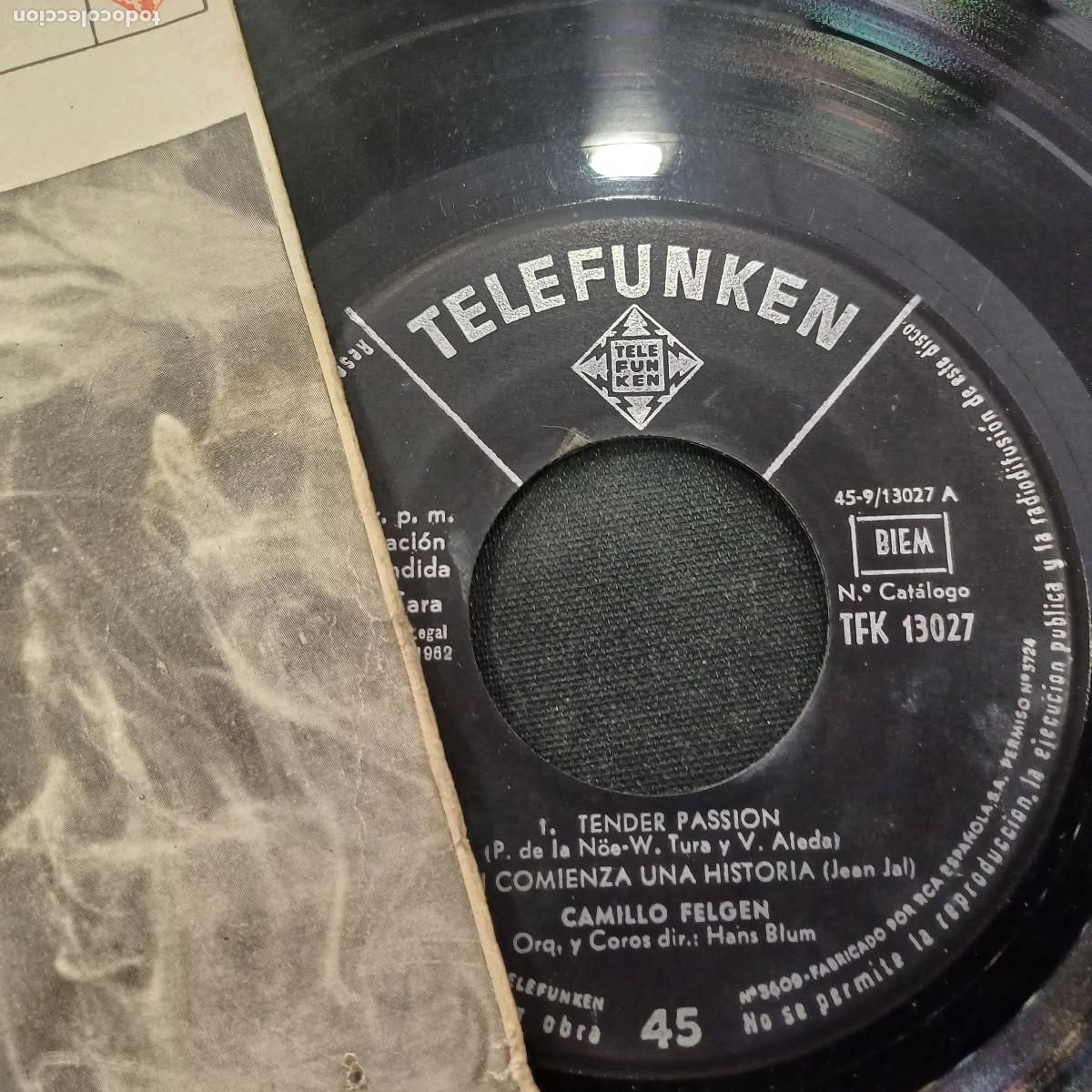 Discos de vinilo: CAMILLO/TENDER PASSION/SINGLE. - Foto 2