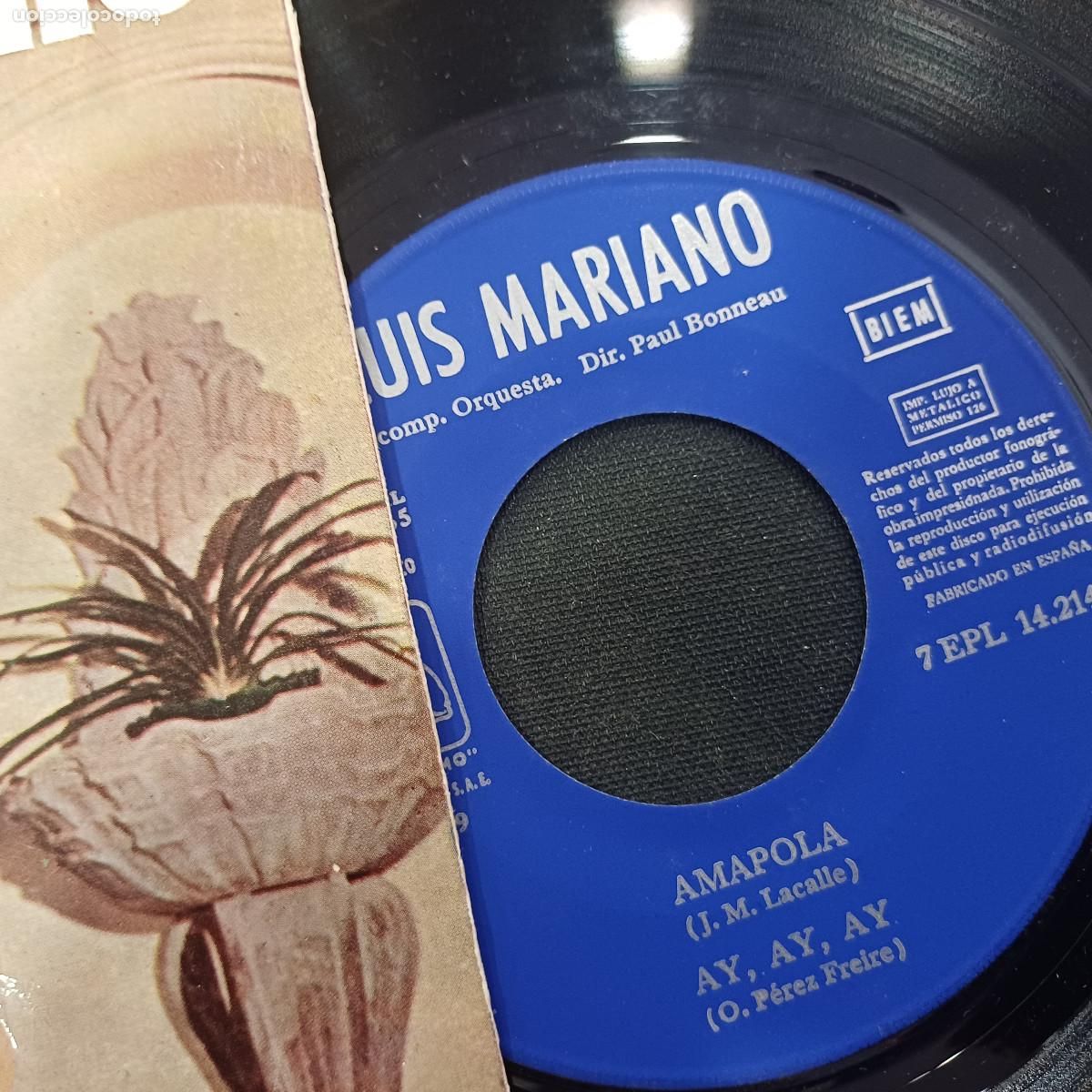 Discos de vinilo: LUIS MARIANO/AMAPOLA/SINGLE. - Foto 2