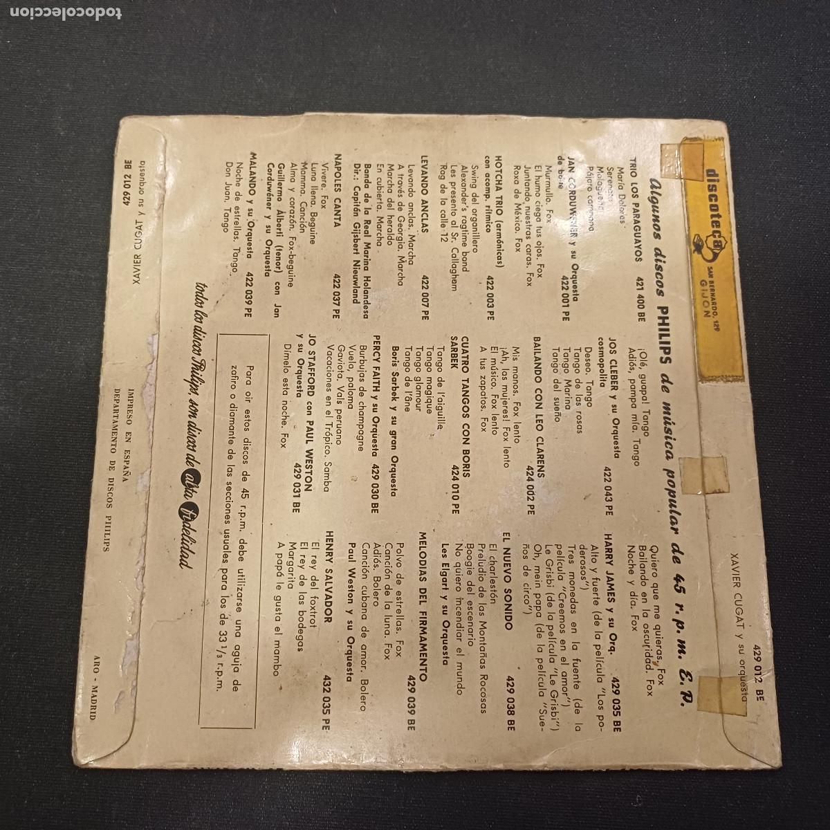 Discos de vinilo: XAVIER CUGAT Y SU ORQUESTA/MAMBO/SINGLE. - Foto 3