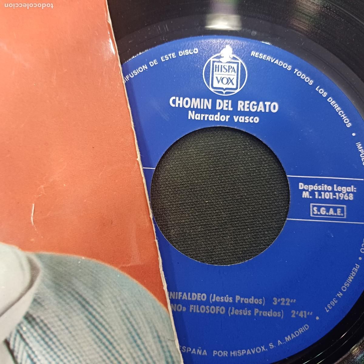 Discos de vinilo: CHOMIN DEL REGATO/NARRADOR VASCO/SINGLE. - Foto 2