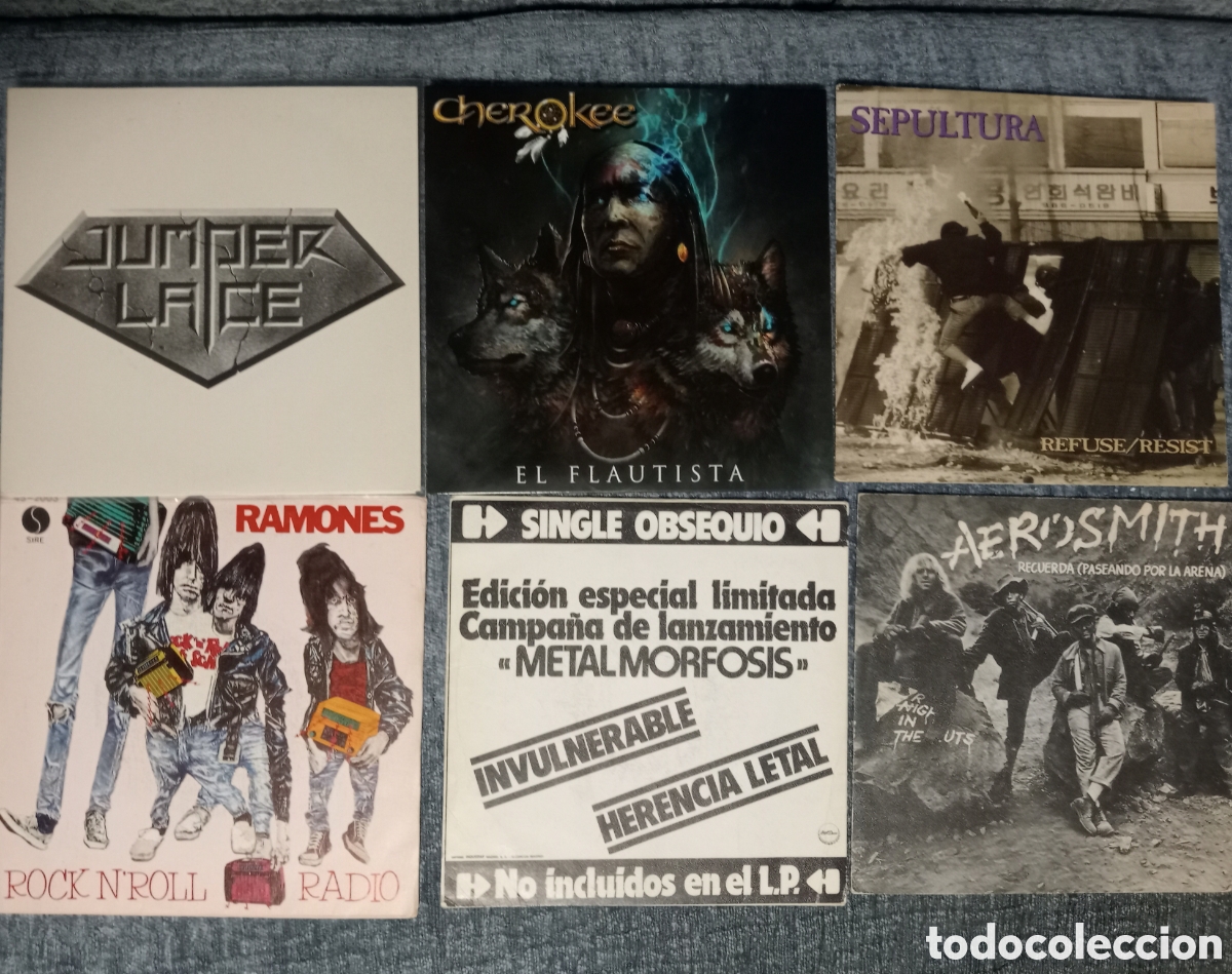 Discos de vinil: Ramones / Baron Rojo / Sepultura / Aerosmith / Jumper Lace / Cherokee / Lote Discos Heavy Metal Rock