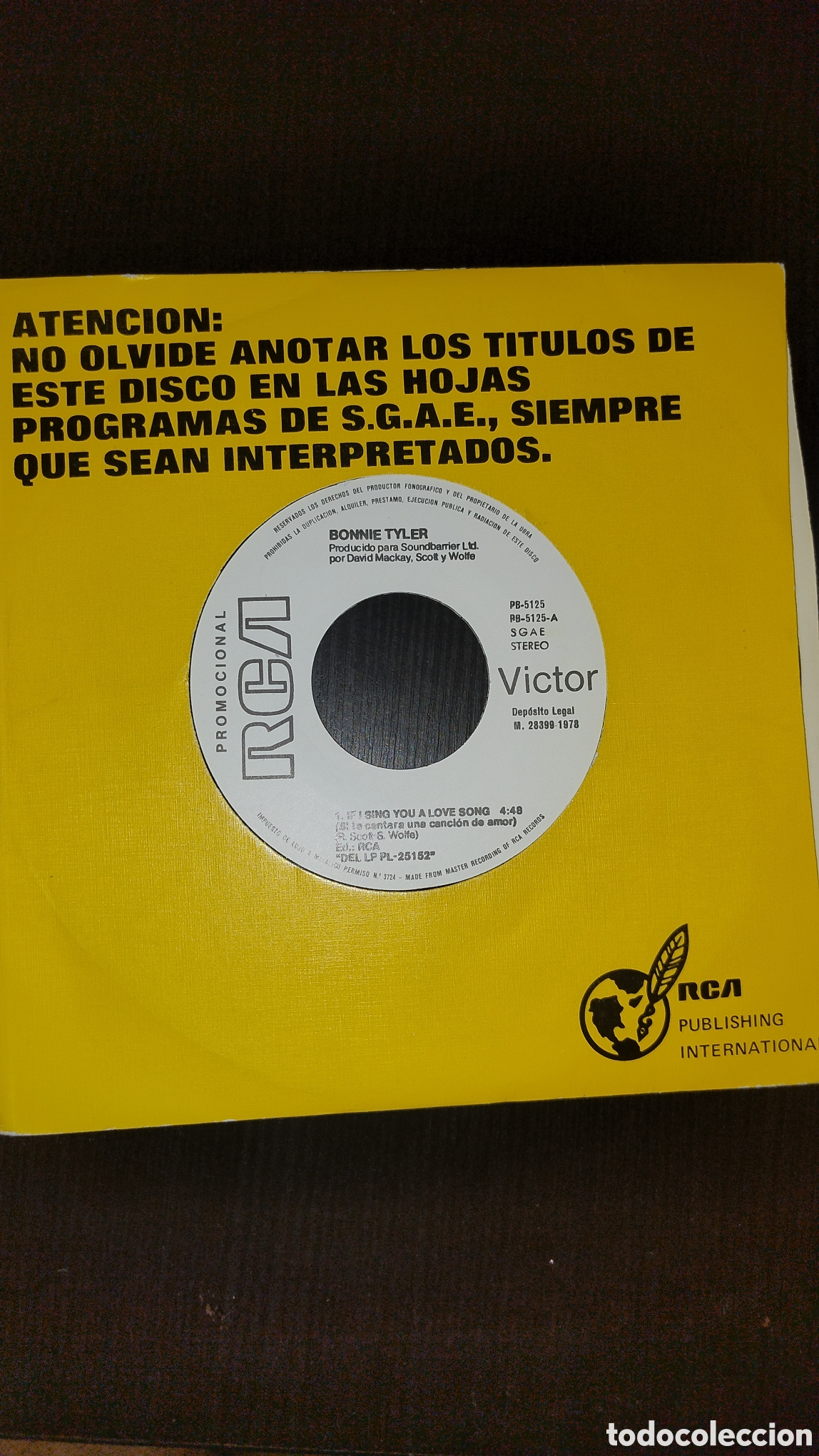 Discos de vinilo: Bonnie Tyler disco cuarenta y cinco rpm RCA