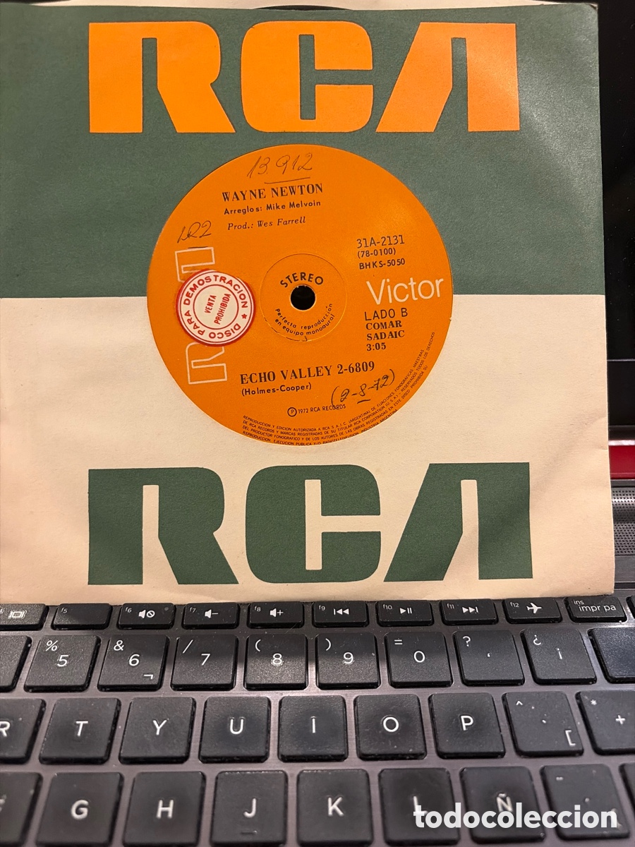 Discos de vinilo: WAYNE NEWTON - ECHO VALLEY SINGLE SIN PORTADA ARGENTINA RARO
