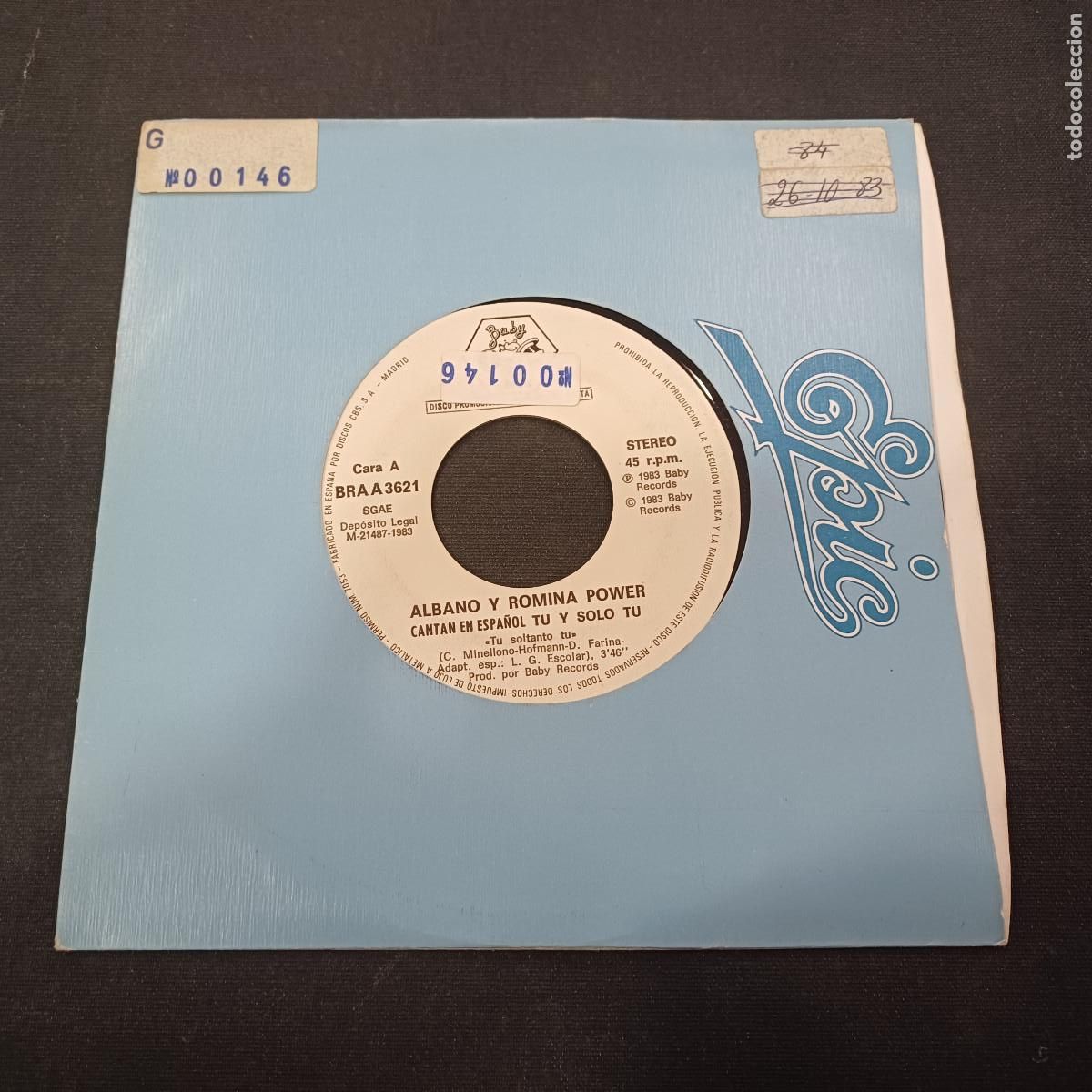 Discos de vinilo: ALBANO Y ROMINA POWER/TU Y SOLO TU/SINGLE PROMOCIONAL.